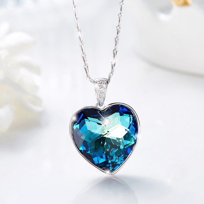 Collar Océano, Plata 925 rodiada y cristales Swarovski® azules