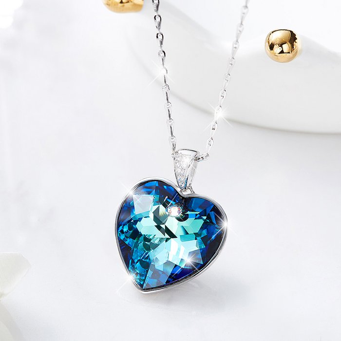 Collier Océan en Argent 925 rhodié & cristaux Swarovski® bleus