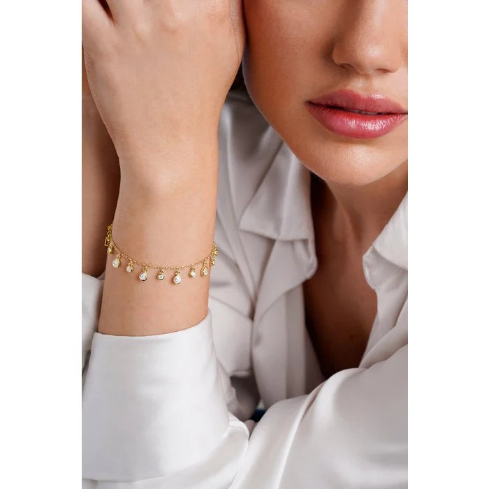 Silberarmband mit vergoldetem Tropfenmotiv