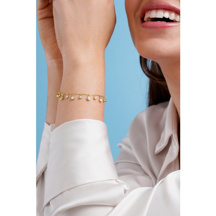 Silberarmband mit vergoldetem Tropfenmotiv